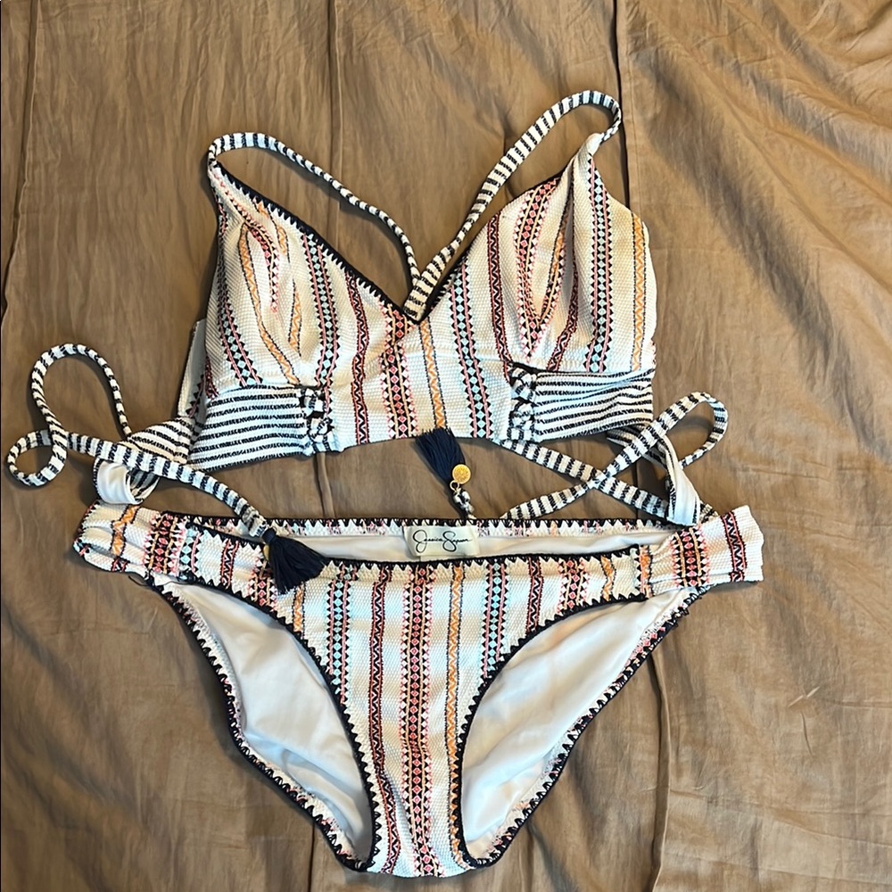 Jessica Simpson Striped Bikini - Cream and Black